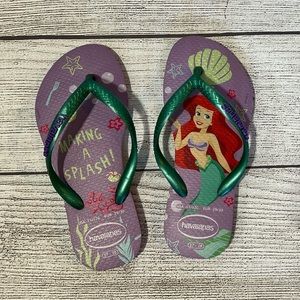 Girls little mermaid flip flops